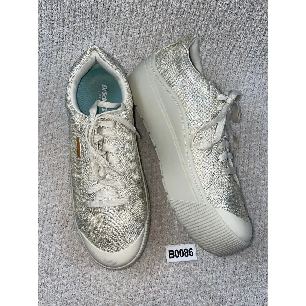 DR SCHOLLS Women’s 8.5 Time Off Max Platform Sneakers Metallic Anti-Odor Recycle